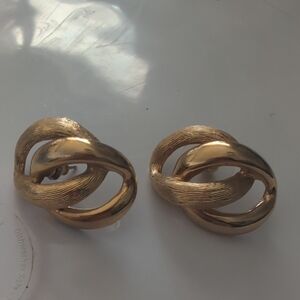 Napier Gold-Tone Interlocking Knot Clip-On Earrings